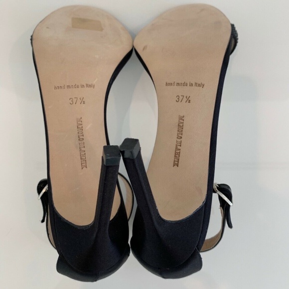 MANOLO BLAHNIK BLACK CRYSTAL SANDALS 7.5 NEW! - Picture 15 of 17